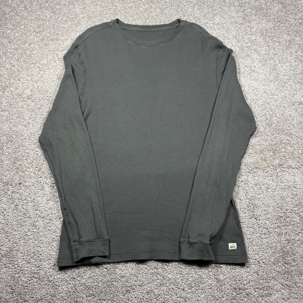 Vuori Mens Waffle Crew Long Sleeve Shirt Olive Green Gray V176 Size L